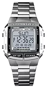 findtime Uhren findtime Herren Armbanduhr Elektronische Digitaluhr LED Edelstahl Multifunktionsuhr Quarz Stoppuhr