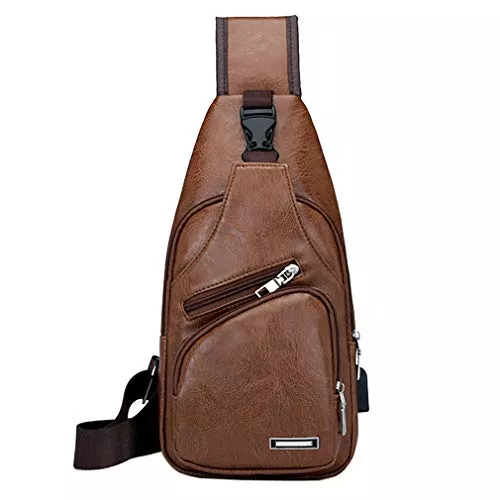 Xieben Taschen & Rucksäcke Xieben Leder Schultertasche Sling Brusttasche Crossbody Pack für Herren Damen