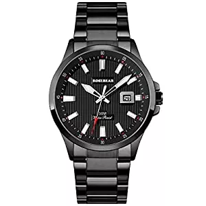 ROSEBEAR Uhren Herren Analoge Quarzuhr, Herren Automatische Armbanduhr,30m wasserdichte Herren Luxus Leuchtende Analog Business Armbanduhr Edelstahlband