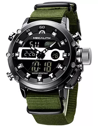 MEGALITH Taschentücher MEGALITH Herrenuhr Militär Digitaluhr Sport Outdoor Uhren Herren LED Wasserdicht Armbanduhr Groß, Herrenuhren Analog Digital mit Wecker Datum Stoppuhr