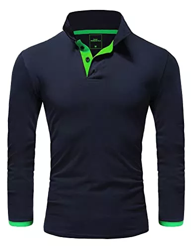 REPUBLIX Poloshirts REPUBLIX Herren Poloshirt Basic Kontrast Langarm Polohemd Shirt R0521