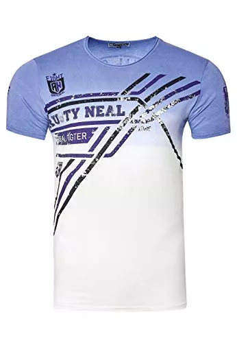 Rusty Neal T-Shirts T-Shirt Herren Kurzarm Rundhals T-Shirt für Männer Anthrazit Rot Lila S M L XL XXL 3XL Regular Fit 249