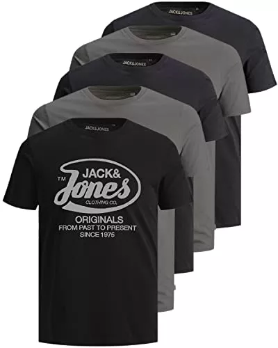 JACK &amp; JONES T-Shirts JACK &amp; JONES Herren 5er-Pack T-Shirts aus Baumwolle in vielen Farben und Styles