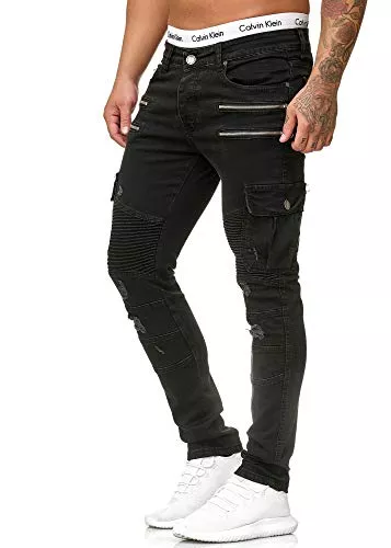 OneRedox Jeans OneRedox Herren Jeans Denim Slim Fit Used Design Modell 5161 Schwarz