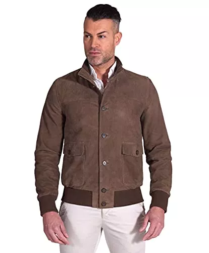 D'Arienzo Jacken D'Arienzo Bomberjacke Wildlederjacke Taupe Herren Echtleder Zigenleder Alex Bottoni