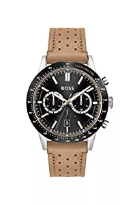 BOSS Uhren BOSS Chronograph Quarz Uhr für Herren mit Kamelhaarfarbenem Lederarmband - 1513964