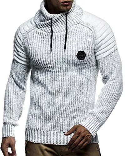 Leif Nelson Pullover & Strickmode Leif Nelson Herren Strick-Pullover Schalkragen Slim Fit Winter Sommer Moderner Männer schwarzer Pulli T-Shirt Langarm mit Kragen Herren Hoodie-Wollpullover