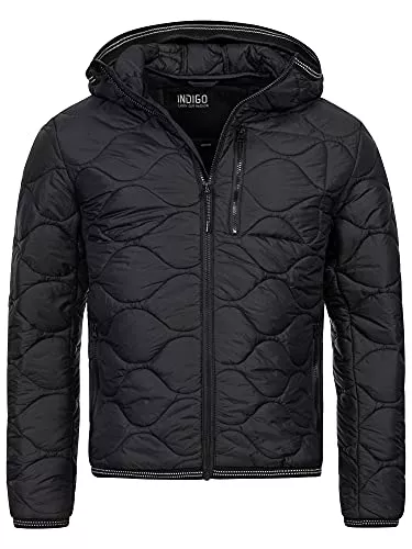Indicode Jacken Indicode Herren Perkins Steppjacke in Daunenjacken-Optik mit Kapuze | gefütterte sportliche Übergangsjacke Moderne leichte Winterjacke modische Jacke für Männer