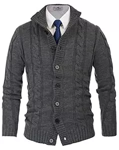 PJ PAUL JONES Strickjacken PJ PAUL JONES Herren Strickjacke mit Knopfverschluss Zopfmuster Strickjacke Cardigan mit Gerippter Stehkragen für Herbst Winter