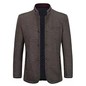 Allthemen Jacken Allthemen Wintermantel Herren Kurzmantel Slim Fit Mantel mit Stehkragen Wolle Warm Wollmantel Business Freizeit