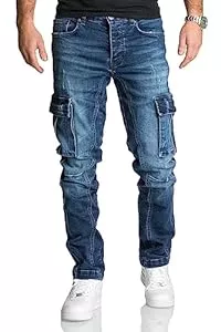 REPUBLIX Jeans REPUBLIX Herren Cargo Jeans Regular Slim Denim Hose Destroyed R7977