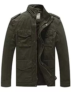 WenVen Jacken WenVen Herren Militär Jacke Fracht Jacke Stehkragen Übergangsjacke Reißverschluss Windbreaker Mantel Klassisch Cargo Stil Oberbekleidung
