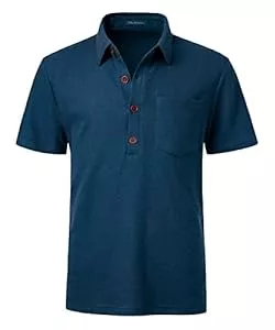 Harbrosrce Poloshirts Harbrosrce Poloshirt Herren Kurzarm Einfarbig T-Shirt Männer Waffel-Strick Langarm Polohemd Basic Golf Shirts Baumwolle Sommer Herbst Sports Klassisches