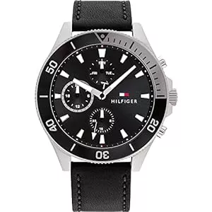 Tommy Hilfiger Uhren Tommy Hilfiger Multi Zifferblatt Quarz Uhr für Herren mit Schwarzes Lederarmband - 1791984