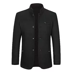 Allthemen Mäntel Allthemen Wintermantel Herren Kurzmantel Slim Fit Mantel mit Stehkragen Wolle Warm Wollmantel Business Freizeit