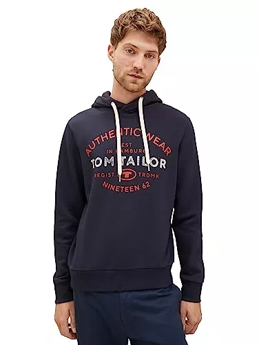 TOM TAILOR Kapuzenpullover TOM TAILOR Herren Basic Hoodie Sweatshirt mit Logo-Print