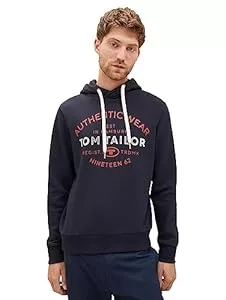 TOM TAILOR Kapuzenpullover TOM TAILOR Herren Basic Hoodie Sweatshirt mit Logo-Print