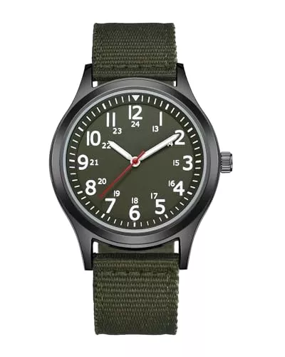 CIVO Uhren CIVO Uhren Herren 40MM Militär Herrenuhr Wasserdicht Leuchtend 12/24 Stunden Sport Armbanduhr Herren Analog Einfache Nylon, Geschenke für Männer