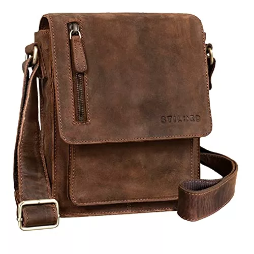 STILORD Taschen & Rucksäcke STILORD 'Finn' kleine Umhängetasche Herren Schultertasche Vintage Messenger Bag 8,4 Zoll Tablettasche echtes Büffel-Leder