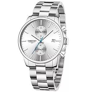 Affute Uhren Herrenuhren mit lässiger wasserdichter Chronographen Quarzuhr aus Edelstahl und Metall, Auto Date in farbenfrohen Zeigern