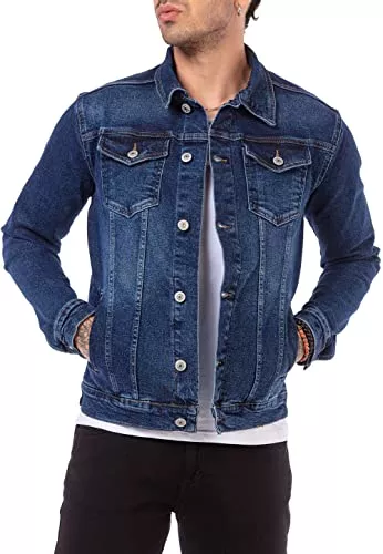 Redbridge Jacken Jeansjacke Herren Denim Übergangsjacke Baumwolle mit Taschen und Knopfleiste Blau