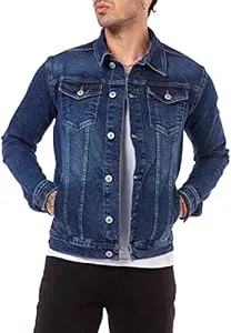 Redbridge Jacken Jeansjacke Herren Denim Übergangsjacke Baumwolle mit Taschen und Knopfleiste Blau