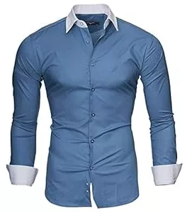 Kayhan Hemden Kayhan Mailand Hemd Herren-Hemd Langarm Slim-Fit Herren Hemden Langarm-Hemden Männer Freizeit-Hemd Business S-6XL