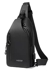 Hjkiopc Taschen & Rucksäcke Hjkiopc Brusttasche Sling Bag Herren Kleine Umhängetasche Outdoor Wasserdicht Lässige Herrentasche mit USB-Ladeanschluss Leichte Riementasche für Arbeit Reisen Wandern Alltag usw.