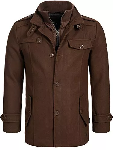 Indicode Mäntel Indicode Herren Brandon Kurzmantel mit Stehkragen | Herrenmantel Wollmantel Mantel Männer
