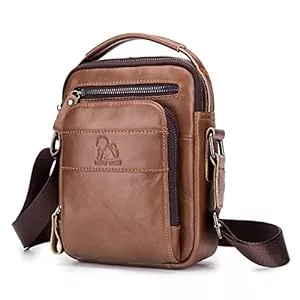 BAIGIO Taschen & Rucksäcke BAIGIO Leder Umhängetasche Herren Schultertasche Vintage Männer Tasche Crossbody Bag Herrentasche zum Umhängen Ledertasche mit Abnehmbarem Gurt für Business Arbeit Reise