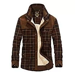 LAEMILIA Jacken LAEMILIA Herren Flanellhemd kariert Holzfällerhemd Baumwole Langarm Trachtenhemd Innenfutter Winterjacke Brusttasche Holzfällerhemd für Winter