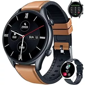 Weybon Uhren Weybon Smartwatch Herren Fitnessuhr Armbanduhr Uhr - 1,32 Zoll Runde Männer Sportuhr Wasserdicht ip68 Schrittzähler Blutdruckmessung Pulsmesser Kalorienzähler Bluetooth Kompatibel Android mit ios