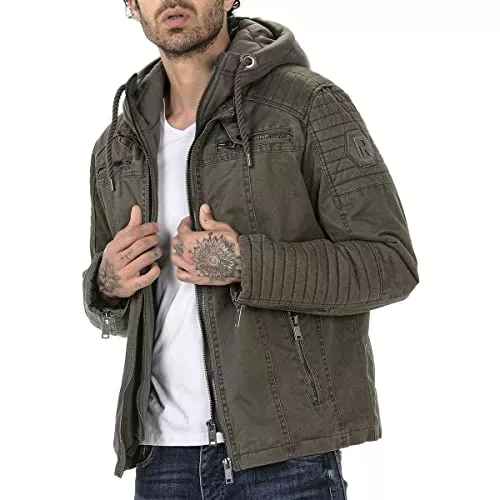 Redbridge Jacken Redbridge Jacke für Herren Winterjacke Übergangsjacke mit Kapuze Gesteppt Biker-Jacke