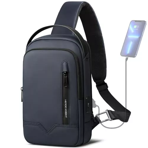 hk Taschen & Rucksäcke hk Schultertasche Herren, Wasserdichte Brusttasche für 11,3 Zoll iPad Crossbody bag mit USB-Ladeanschluss Rucksack Sling Bag Herren Klein für Arbeit Reisen Radfahren Wandern