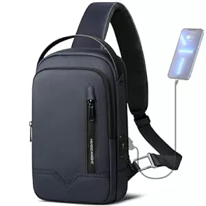 hk Taschen & Rucksäcke hk Schultertasche Herren, Wasserdichte Brusttasche für 11,3 Zoll iPad Crossbody bag mit USB-Ladeanschluss Rucksack Sling Bag Herren Klein für Arbeit Reisen Radfahren Wandern