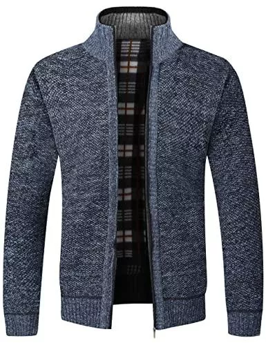 Pinkpum Strickjacken Pinkpum Strickjacke Herren Fleecejacke Mit Reißverschluss und Stehkragen, Gestrickt Cardigan Herren