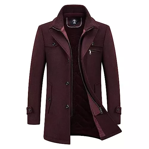 KUDORO Mäntel KUDORO Herren Wintermantel Wolle Kurzmantel Herren Wollmantel Mittellang Slim Fit für Business Freizeit Peacoat Herren Casual