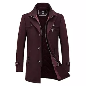 KUDORO Mäntel KUDORO Herren Wintermantel Wolle Kurzmantel Herren Wollmantel Mittellang Slim Fit für Business Freizeit Peacoat Herren Casual