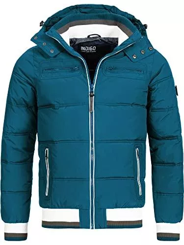 Indicode Jacken Indicode Herren Marlon Steppjacke in Daunenjacken-Optik mit Abnehmbarer Kapuze | warme Winterjacke gefütterte Übergangsjacke Regenjacke  Jacke für Männer