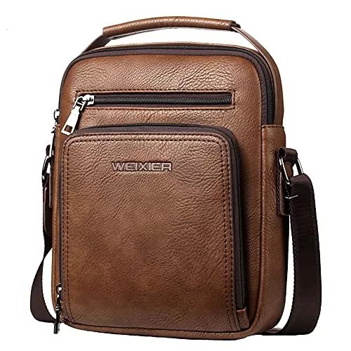 A-QMZL Taschen & Rucksäcke Umhängetasche Herren Schultertasche Herrentasche Klein Vintage PU Leder Crossbody Herren Tasche Umhängen Handtasche Männer für Arbeit, Schule, Alltag