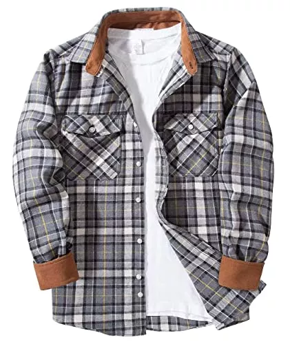 SwissWell Hemden SwissWell Flanellhemd Herren Hemd Langarm Freizeithemd mit Kapuze Holzfällerhemd,Revers Freizeithemd Regular Fit Button Up Shirt für Männer Casual Oberteil Hemden,M-3XL