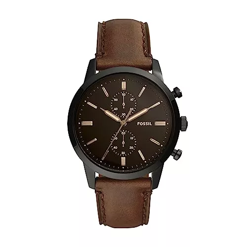 Fossil Uhren Fossil Herrenuhr Townsman, 44mm Gehäusegröße, Quarz-Chronographenwerk, Lederarmband