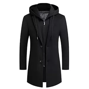 Luckyone Westen Luckyone Wintermantel Herren Mantel Loose Fit Lang Wollmantel Business Mantel mit Stehkragen Herren Winter