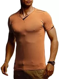 Leif Nelson T-Shirts Leif Nelson Sommer T-Shirt Herren V-Ausschnitt - Coole Tshirts lang V-Neck aus Baumwolle - Casual Basic Shirts Männer Kurzarm - Mens t Shirt