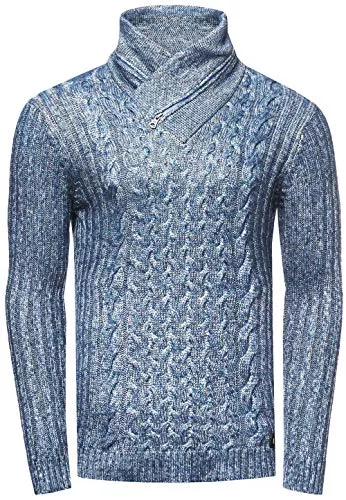 R-Neal Pullover & Strickmode R-Neal Herren Pullover Rollkragenpullover Strick Stehkragen Gläzend Wolle Pullover Hochkragen Strick-Pullover 354