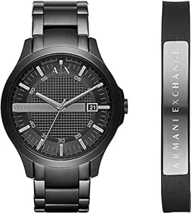Armani Exchange Uhren Armani Exchange Watch Set for Men, Three-Hand Date Movement Stainless Steel Watch and Bracelet Gift Set