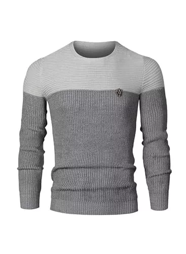 Elegancity Pullover & Strickmode Elegancity Herren Pullover Rundhalsausschnitt Winter Strickpullover Slim Fit Feinstrick Pulli Warm Sweater S-3XL