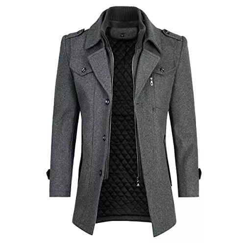 YOUTHUP Mäntel YOUTHUP Herren Wintermantel Wolle Winter Kurzmantel Mittellang Wollmantel Kurz Winterjacke für Business Freizeit