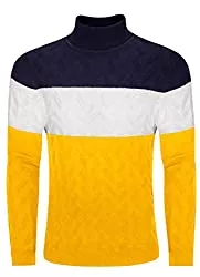 KEFITEVD Pullover & Strickmode KEFITEVD Strickpullover Herren Turtleneck Gestreift Warmer Rollkragenpullover Herbst Winter Baumwolle Sweater mit Kragen