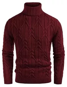 GRACE KARIN Pullover & Strickmode GRACE KARIN Herren-Pullover mit Rollkragen, langärmelig, einfarbig, gedrehter Strickpullover